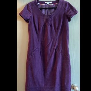 Boden | Purple Corduroy Short Sleeve Dress Pockets